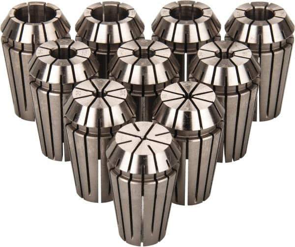 ETM - 10 Piece, 0.79mm to 9.53mm Capacity, ER Collet Set - Increments of 1mm, Series ER16 - Exact Tool & Supply
