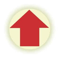 NMC - Anti-Skid Polyester Floor Sign - Round, Red on Glow (Yellow), Adhesive Backed, For Exit, Entrance & Directional - Exact Tool & Supply