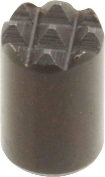 Fairlane - 8-32 Thread, 1/4" Diam, 3/8" High, Threaded, Extra Fine Tooth Grade Diamond Serration Tooth Pattern, High Speed Steel, Round Positioning Gripper - Black Oxide Coated - Exact Tool & Supply