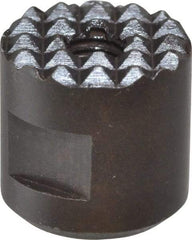 Fairlane - 10-32 Thread, 1/2" Diam, 1/2" High, Threaded, Extra Fine Tooth Grade Diamond Serration Tooth Pattern, High Speed Steel, Round Positioning Gripper - 3/16" Flat Width, Black Oxide Coated - Exact Tool & Supply