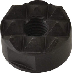 Fairlane - 1/4-28 Thread, 5/8" Diam, 3/8" High, Threaded, Coarse Tooth Grade Diamond Serration Tooth Pattern, High Speed Steel, Round Positioning Gripper - 3/16" Flat Width, Black Oxide Coated - Exact Tool & Supply
