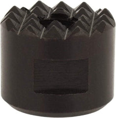 Fairlane - 1/4-28 Thread, 5/8" Diam, 1/2" High, Threaded, Fine Tooth Grade Diamond Serration Tooth Pattern, High Speed Steel, Round Positioning Gripper - 3/16" Flat Width, Black Oxide Coated - Exact Tool & Supply