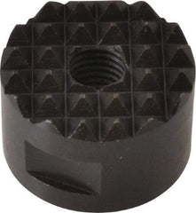 Fairlane - 1/4-28 Thread, 3/4" Diam, 1/2" High, Threaded, Fine Tooth Grade Diamond Serration Tooth Pattern, High Speed Steel, Round Positioning Gripper - 3/16" Flat Width, Black Oxide Coated - Exact Tool & Supply