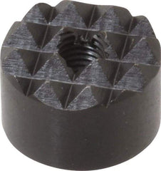 Fairlane - 1/4-28 Thread, 3/4" Diam, 1/2" High, Threaded, Coarse Tooth Grade Diamond Serration Tooth Pattern, High Speed Steel, Round Positioning Gripper - 3/16" Flat Width, Black Oxide Coated - Exact Tool & Supply