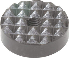 Fairlane - 1/4-28 Thread, 1" Diam, 3/8" High, Threaded, Coarse Tooth Grade Diamond Serration Tooth Pattern, High Speed Steel, Round Positioning Gripper - 3/16" Flat Width, Black Oxide Coated - Exact Tool & Supply