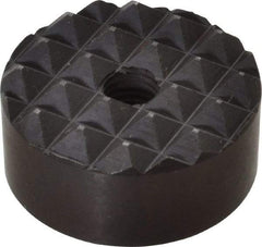 Fairlane - 1/4-28 Thread, 1" Diam, 1/2" High, Threaded, Coarse Tooth Grade Diamond Serration Tooth Pattern, High Speed Steel, Round Positioning Gripper - 3/16" Flat Width, Black Oxide Coated - Exact Tool & Supply