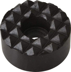 Fairlane - 1" Diam, 1/2" High, 1/4 C Bore SHCS, Counterbored, Coarse Tooth Grade Diamond Serration Tooth Pattern, High Speed Steel, Round Positioning Gripper - Black Oxide Coated - Exact Tool & Supply
