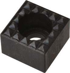 Fairlane - 1/2" Square, 3/8" High, #10 C Bore SHCS Size, Extra Fine Tooth Grade, Diamond Serration, High Speed Steel, Square Positioning Gripper - 0.03 x 45A° Chamfer, 1/4" Counterbore Depth, Black Oxide Finish - Exact Tool & Supply