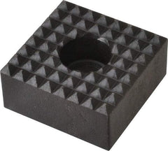 Fairlane - 1" Square, 1/2" High, 1/4 C Bore SHCS Size, Fine Tooth Grade, Diamond Serration, High Speed Steel, Square Positioning Gripper - 0.03 x 45A° Chamfer, 5/16" Counterbore Depth, Black Oxide Finish - Exact Tool & Supply