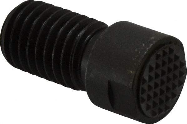 Fairlane - Serrated Tooth, 5/8-11, 1/4" Internal Hex, 1" Shank Length, 1" Thread Length, Black Oxide Finish, Round Head, Adjustable Positioning Gripper - 5/8" Pad Diam, 3/4" Hex, 1/4" Head Height, Extra Fine Tooth Grade - Exact Tool & Supply