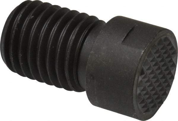 Fairlane - Serrated Tooth, 3/4-10, 5/16" Internal Hex, 1" Shank Length, 1" Thread Length, Black Oxide Finish, Round Head, Adjustable Positioning Gripper - 3/4" Pad Diam, 7/8" Hex, 1/4" Head Height, Extra Fine Tooth Grade - Exact Tool & Supply