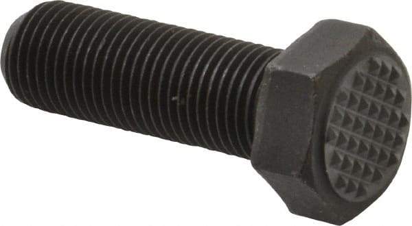 Fairlane - Serrated Tooth, 1/2-20, 1-1/2" Shank Length, 1-1/2" Thread Length, Black Oxide Finish, Hex Head, Adjustable Positioning Gripper - 5/8" Pad Diam, 3/4" Hex, 23/64" Head Height, Extra Fine Tooth Grade - Exact Tool & Supply