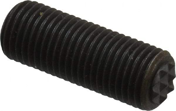 Fairlane - Serrated Tooth, 3/8-24, 3/16" Internal Hex, 1" Thread Length, Black Oxide Finish, Fully Threaded, Adjustable Positioning Gripper - 1/4" Pad Diam, Extra Fine Tooth Grade - Exact Tool & Supply