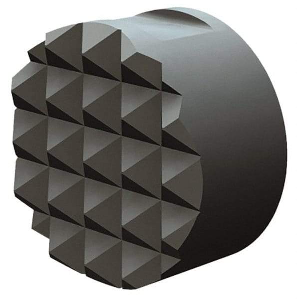 Fairlane - 10-32 Thread, 1/2" Diam, 1/2" High, Threaded, Fine Tooth Grade Diamond Serration Tooth Pattern, Solid Carbide, Round Positioning Gripper - 3/16" Flat Width, Uncoated - Exact Tool & Supply