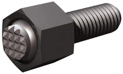 Fairlane - 1/4-28, 1/2" Thread Length, 1/4" Ball Diam, Serrated Ball Pad Surface, Alloy Steel, Black Oxide, Hex Head, Swivel Action Gripper Assemblies - 3/8" Head Height, 7/16" Hex, 1/4" Contact Diam, High Speed Steel Ball - Exact Tool & Supply