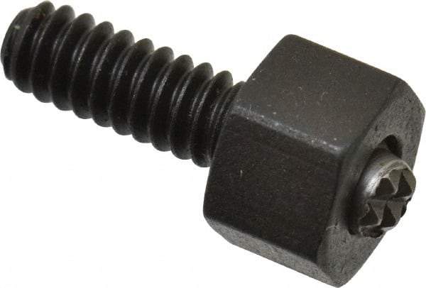 Fairlane - 10-24, 1/2" Thread Length, 5/32" Ball Diam, Serrated Ball Pad Surface, Alloy Steel, Black Oxide, Hex Head, Swivel Action Gripper Assemblies - 5/16" Head Height, 3/8" Hex, 5/32" Contact Diam, High Speed Steel Ball - Exact Tool & Supply