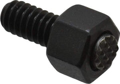 Fairlane - 1/4-20, 1/2" Thread Length, 1/4" Ball Diam, Serrated Ball Pad Surface, Alloy Steel, Black Oxide, Hex Head, Swivel Action Gripper Assemblies - 3/8" Head Height, 7/16" Hex, 1/4" Contact Diam, High Speed Steel Ball - Exact Tool & Supply