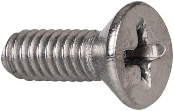 Value Collection - #8-32 UNC, 1/2" OAL Phillips Drive Machine Screw - Flat Head, Grade 316 Stainless Steel, Uncoated, Without Washer - Exact Tool & Supply