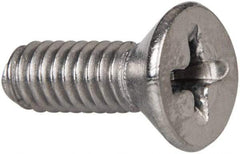 Value Collection - #8-32 UNC, 1/2" OAL Phillips Drive Machine Screw - Flat Head, Grade 316 Stainless Steel, Uncoated, Without Washer - Exact Tool & Supply