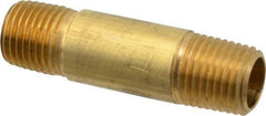 Eaton - 1/4 Male Thread, Brass Industrial Pipe Long Nipple - MNPTF, 1,200 psi - Exact Tool & Supply