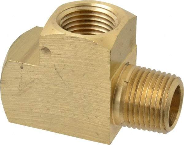 Eaton - 1/2 Male Thread x 1/2 Female Thread, Brass Industrial Pipe Street Tee - MNPTF x FNPTF, 1,200 psi - Exact Tool & Supply