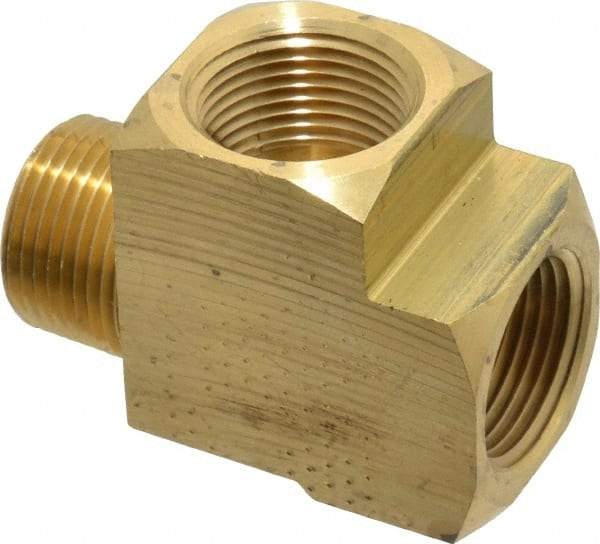 Eaton - 3/4 Male Thread x 3/4 Female Thread, Brass Industrial Pipe Street Tee - MNPTF x FNPTF, 1,200 psi - Exact Tool & Supply