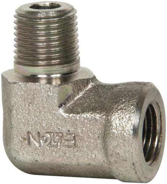 Eaton - 1/8 Male Thread x 1/8 Female Thread, Steel Industrial Pipe 90° Street Elbow - MNPT x FNPT, 5,000 psi - Exact Tool & Supply