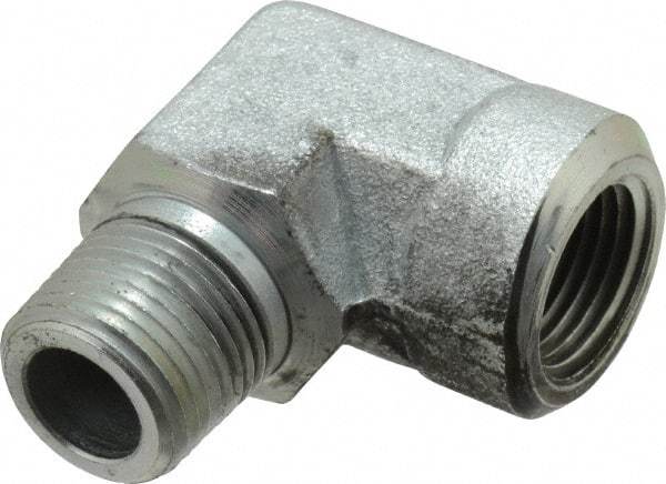Eaton - 3/8 Male Thread x 3/8 Female Thread, Steel Industrial Pipe 90° Street Elbow - MNPT x FNPT, 5,000 psi - Exact Tool & Supply