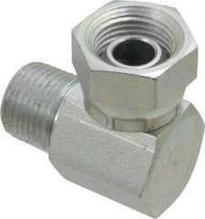 Weatherhead - 3/8-18 Male Thread x 3/8-18 Female Thread, Steel Industrial Pipe 90° Elbow Adapter - FNPSM x MNPT, 2,500 psi - Exact Tool & Supply