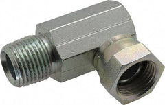 Weatherhead - 1/2-14 Male Thread x 1/2-14 Female Thread, Steel Industrial Pipe 90° Elbow Adapter - FNPSM x MNPT, 2,500 psi - Exact Tool & Supply
