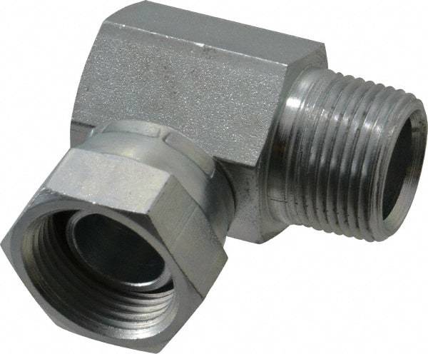 Weatherhead - 3/4-14 Male Thread x 3/4-14 Female Thread, Steel Industrial Pipe 90° Elbow Adapter - FNPSM x MNPT, 2,500 psi - Exact Tool & Supply