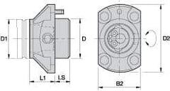 Kennametal - Neutral Cut, KM80 Modular Connection, Adapter/Mount Lathe Modular Clamping Unit - 80.01mm Square Shank Diam, 2.949" OAL, Through Coolant, Series NCM-EF Flange Mount Extended Length - Exact Tool & Supply