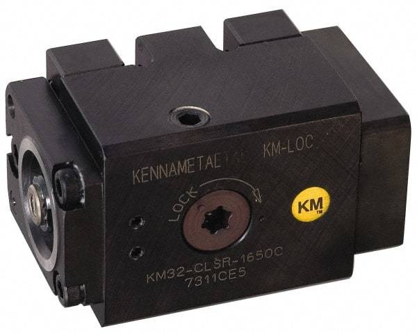 Kennametal - Right Hand Cut, KM32 Modular Connection, Square Shank Lathe Modular Clamping Unit - 1.89" Square Shank Length, 1-1/2" Square Shank Width, 3.622" OAL, Through Coolant, Series CLSR Square Shank - Exact Tool & Supply