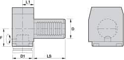 Kennametal - Right Hand Cut, KM40 Modular Connection, Adapter/Mount Lathe Modular Clamping Unit - 40.01mm Square Shank Diam, 4.448" OAL, Through Coolant, Series RCM-VDI Right Angle - Exact Tool & Supply
