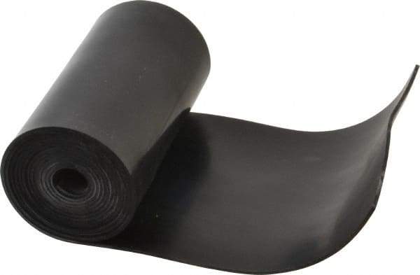Made in USA - 1/16" Thick x 4" Wide x 5' Long Black Buna-N Rubber Roll - Stock Length, Plain Back, 50 Shore A Durometer, 2,500 psi Tensile Strength, -20°F to 170°F - Exact Tool & Supply