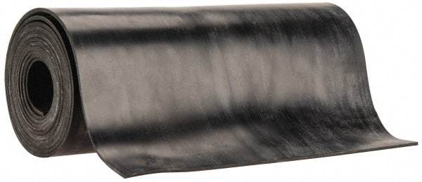 Made in USA - 1/16" Thick x 6" Wide x 5' Long Black Buna-N Rubber Roll - Stock Length, Plain Back, 50 Shore A Durometer, 2,500 psi Tensile Strength, -20°F to 170°F - Exact Tool & Supply
