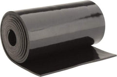 Made in USA - 1/8" Thick x 6" Wide x 5' Long Black Buna-N Rubber Roll - Stock Length, Plain Back, 50 Shore A Durometer, 2,500 psi Tensile Strength, -20°F to 170°F - Exact Tool & Supply