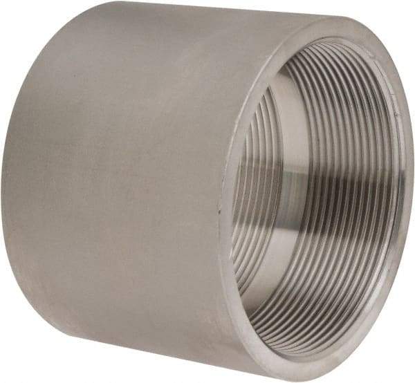 Merit Brass - 4" Grade 304 Stainless Steel Pipe Coupling - FNPT x FNPT End Connections, 150 psi - Exact Tool & Supply