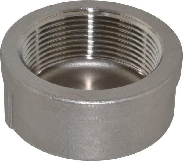 Merit Brass - 2-1/2" Grade 304 Stainless Steel Pipe End Cap - FNPT End Connections, 150 psi - Exact Tool & Supply