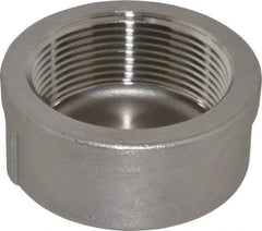 Merit Brass - 2-1/2" Grade 304 Stainless Steel Pipe End Cap - FNPT End Connections, 150 psi - Exact Tool & Supply
