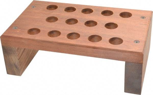 Made in USA - 14 Collet, R8 Wood Collet Rack and Tray - 6 Inch Wide x 3-3/8 Inch High x 10 Inch Long - Exact Tool & Supply