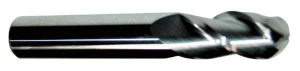Accupro - 7/16" Diam, 3" LOC, 3 Flute Solid Carbide Ball End Mill - Uncoated, Single End, 6" OAL, 7/16" Shank Diam, Spiral Flute - Exact Tool & Supply