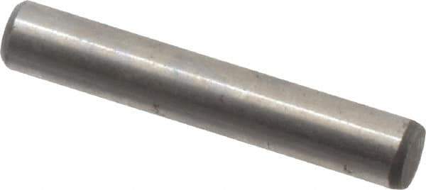 Value Collection - 1/8" Diam x 3/4" Pin Length Alloy Steel Oversized Dowel Pin - C 50-58 Hardness, 3,200 Lb Breaking Strength, 1 Beveled & 1 Rounded End - Exact Tool & Supply