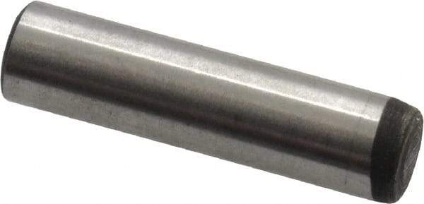 Value Collection - 3/16" Diam x 3/4" Pin Length Alloy Steel Oversized Dowel Pin - C 50-58 Hardness, 7,200 Lb Breaking Strength, 1 Beveled & 1 Rounded End - Exact Tool & Supply