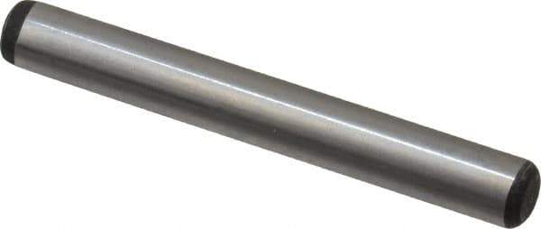 Value Collection - 1/4" Diam x 2" Pin Length Alloy Steel Oversized Dowel Pin - C 50-58 Hardness, 12,800 Lb Breaking Strength, 1 Beveled & 1 Rounded End - Exact Tool & Supply