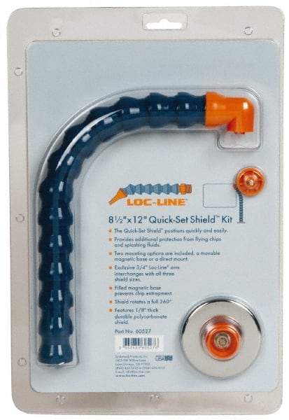 Loc-Line - Polycarbonate Flat Base & Shield - 8-1/2" Wide x 12" Long x 1/8" Thick, 14" Arm Reach, Magnetic/Bracket Base, For General Purpose Use - Exact Tool & Supply
