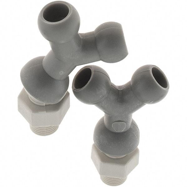 Cedarberg - 1/4" Hose Inside Diam, NPT Thread, Coolant Hose Y-Fitting - 1/8" Thread, Male to Male, for Use with Snap Together Hose System, 2 Pieces - Exact Tool & Supply