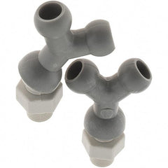 Cedarberg - 1/4" Hose Inside Diam, NPT Thread, Coolant Hose Y-Fitting - 1/8" Thread, Male to Male, for Use with Snap Together Hose System, 2 Pieces - Exact Tool & Supply