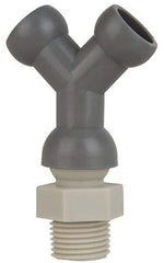 Cedarberg - 1/2" Hose Inside Diam, NPT Thread, Coolant Hose Y-Fitting - 3/8" Thread, Male to Male, for Use with Snap Together Hose System, 2 Pieces - Exact Tool & Supply