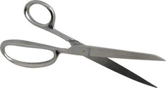 Heritage Cutlery - 4-1/4" LOC, 9-1/2" OAL Stainless Steel Standard Shears - Right Hand, Metal Straight Handle, For General Purpose Use - Exact Tool & Supply